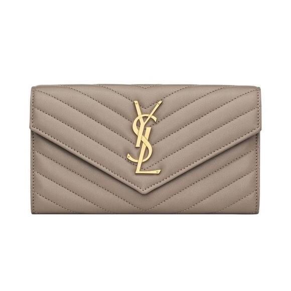Saint Laurent Handbags - Saint Laurent Cassandra Large Flap Wallet Greyish Brown – Quilted Leather BNIB